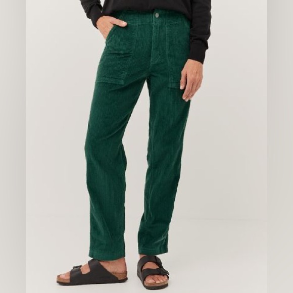 NWT Pact Wide Wale Corduroy Straight Leg Pants Organic Cotton Dark Green size XS - Picture 2 of 16